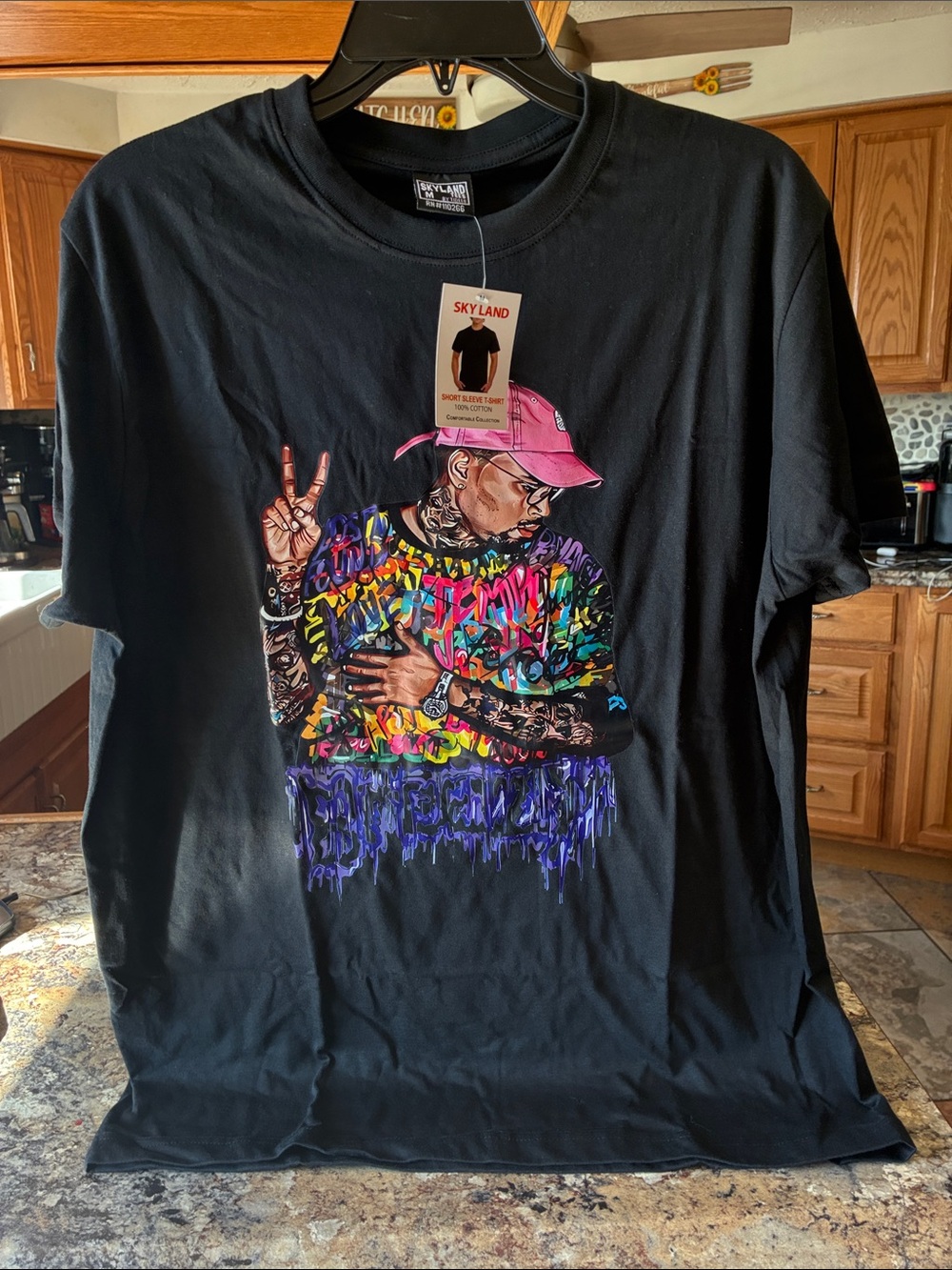 Black Graphic Tee with CHRIS BROWN